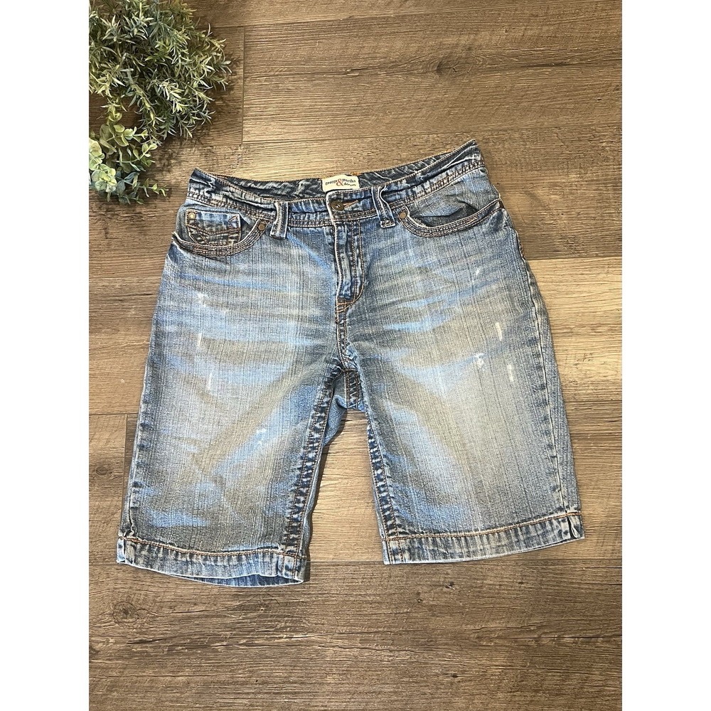 George & Martha Denim Vintage Y2k Distressed Bermuda Blue Jean Shorts Jorts Sz 8